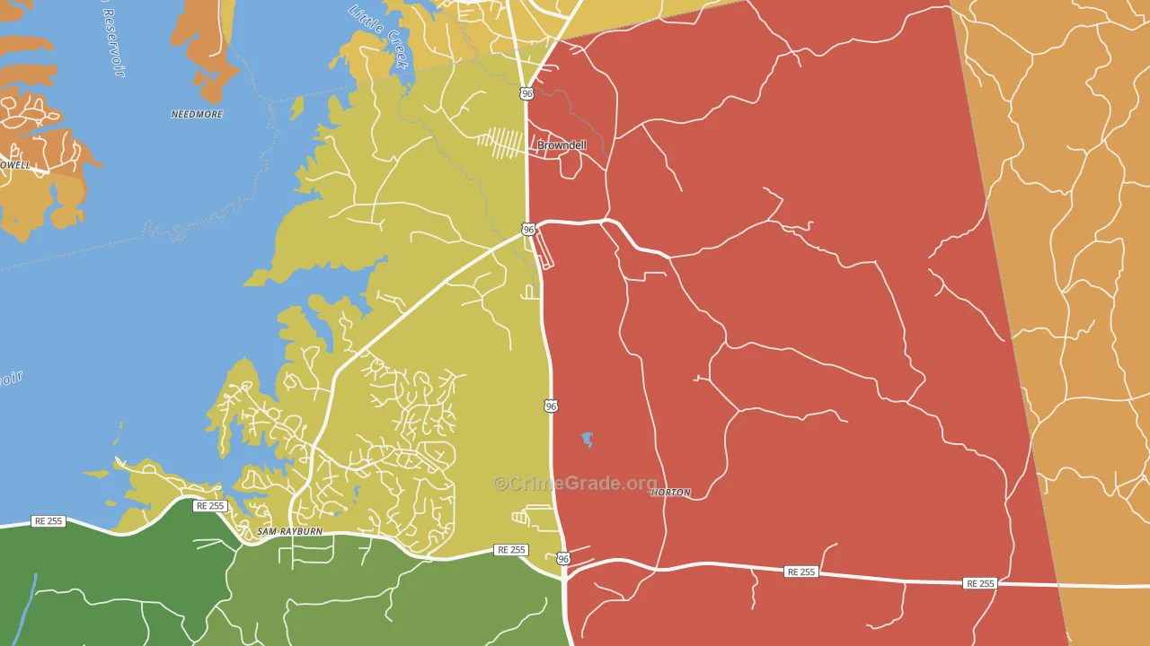 Browndell, TX Map of Drug-Related Crime Rates