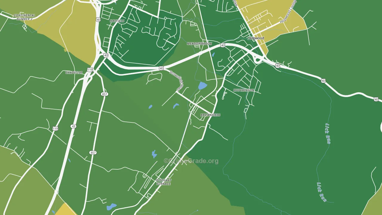 Brownfield, PA Map of Drug-Related Crime Rates