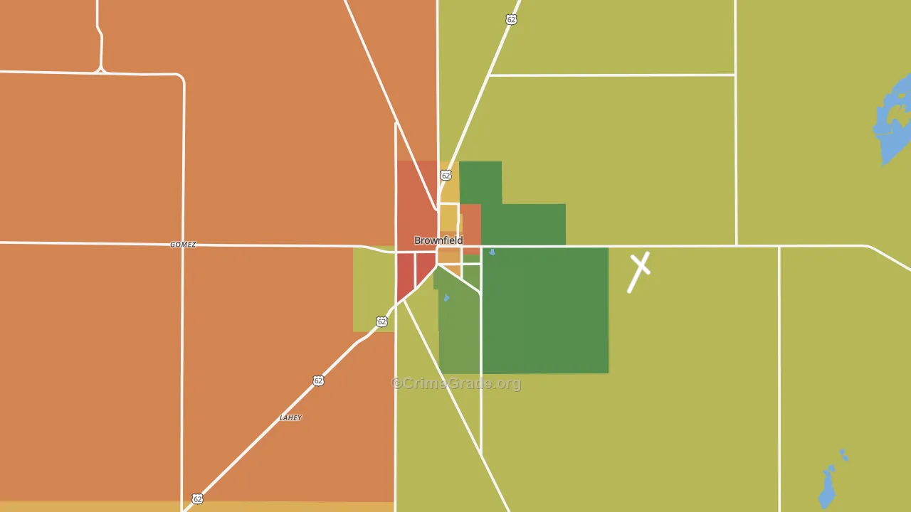 Brownfield, TX Map of Drug-Related Crime Rates