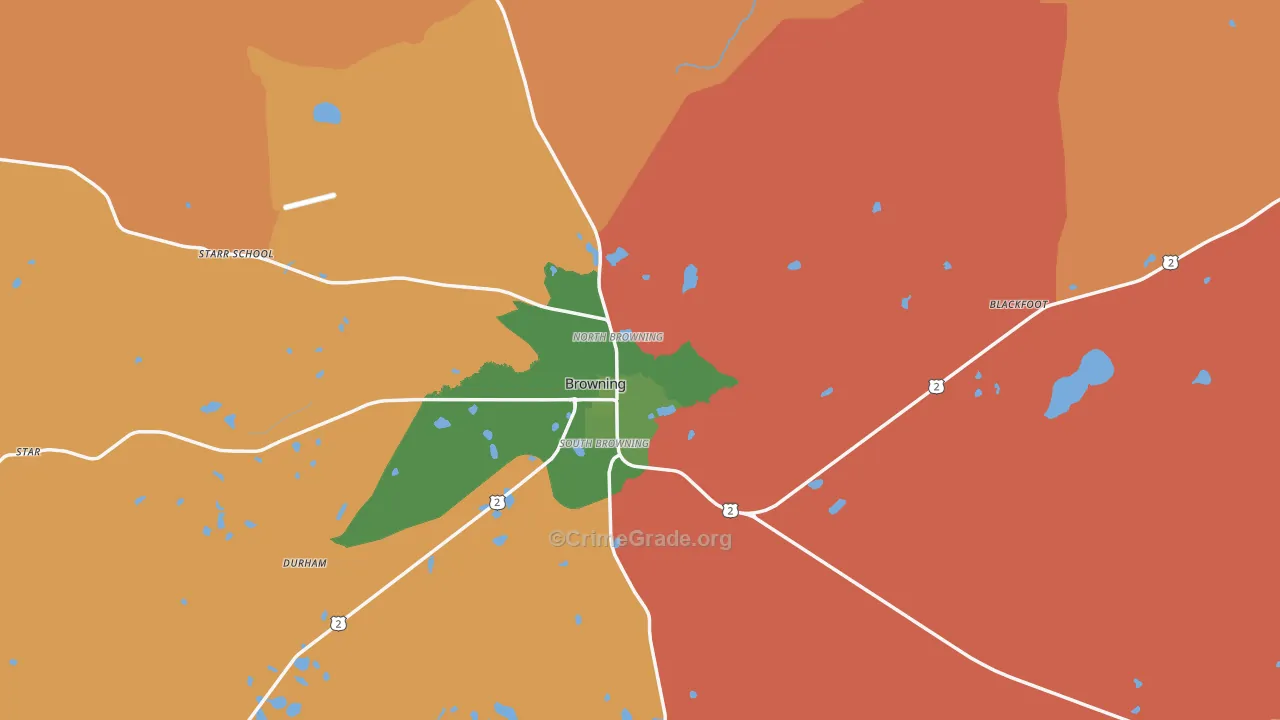 Browning, MT Map of Drug-Related Crime Rates