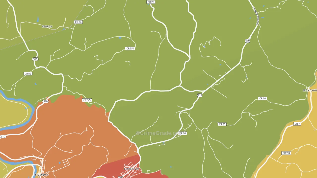 Brownlow, WV Map of Drug-Related Crime Rates
