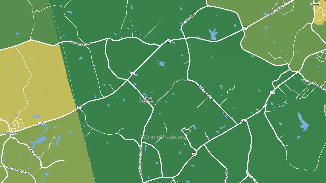 Browns Crossing, GA Map of Drug-Related Crime Rates