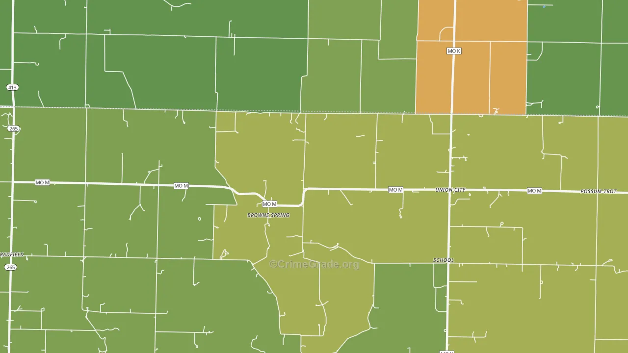 Browns Spring, MO Map of Drug-Related Crime Rates
