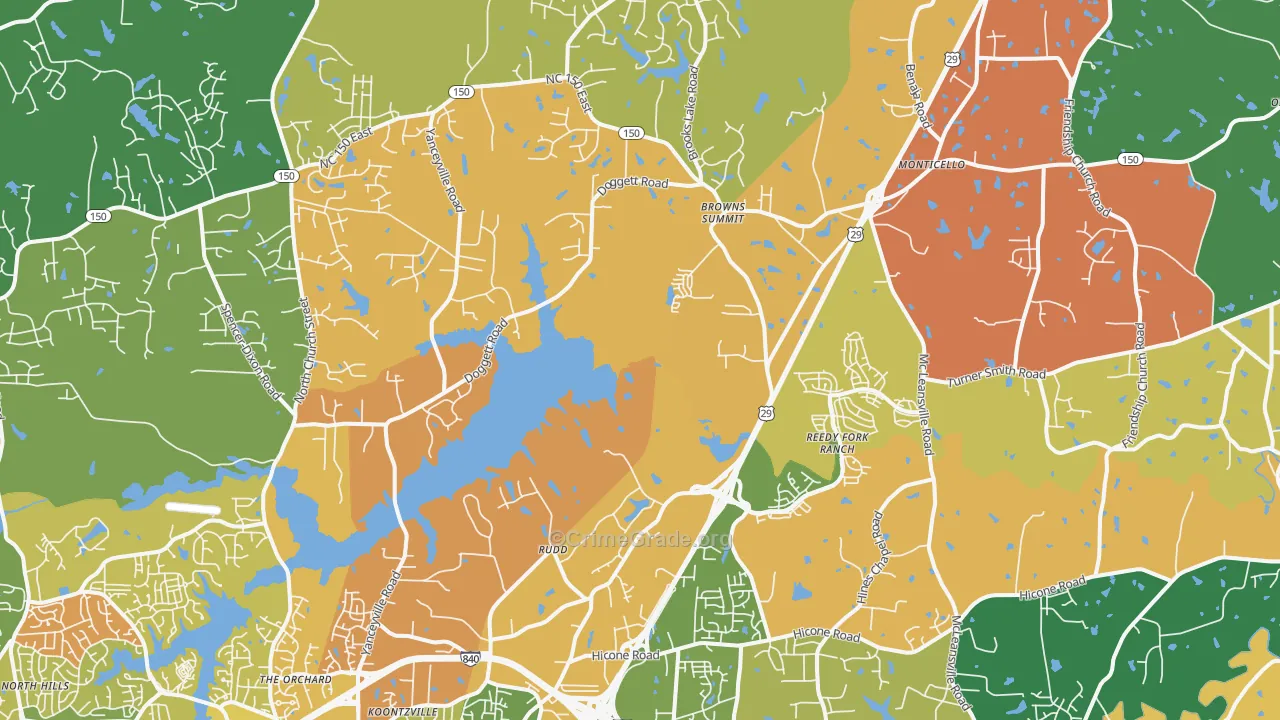 Browns Summit, NC Map of Drug-Related Crime Rates