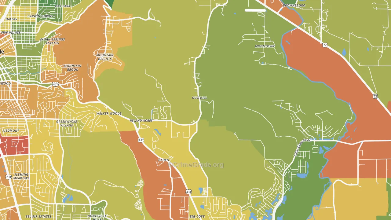 Brownsboro, AL Map of Drug-Related Crime Rates