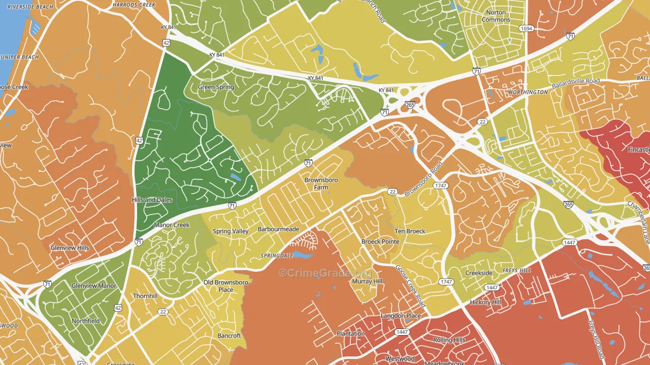 Brownsboro Farm, KY Map of Drug-Related Crime Rates