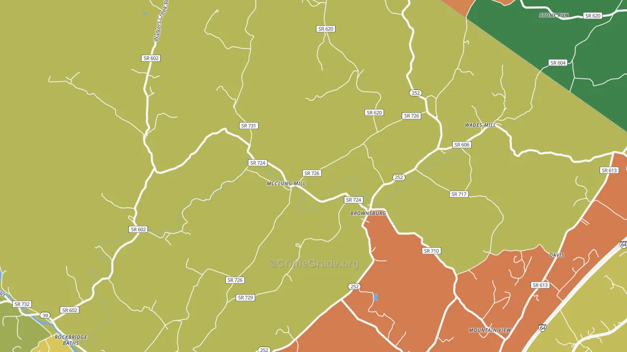 Brownsburg, VA Map of Drug-Related Crime Rates