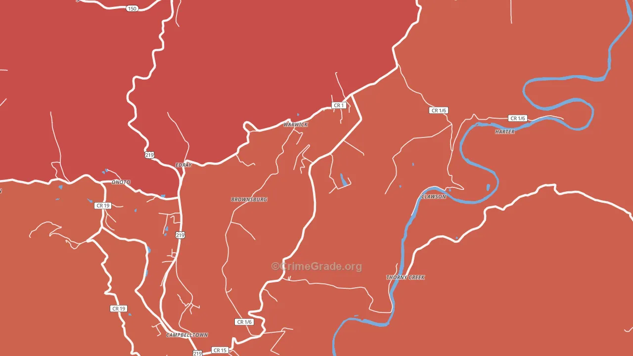 Brownsburg, WV Map of Drug-Related Crime Rates