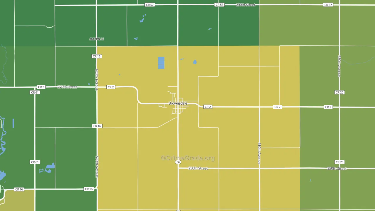 Brownsdale, MN Map of Drug-Related Crime Rates