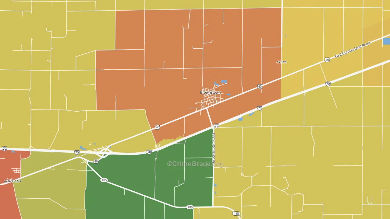 Brownstown, IL Map of Drug-Related Crime Rates