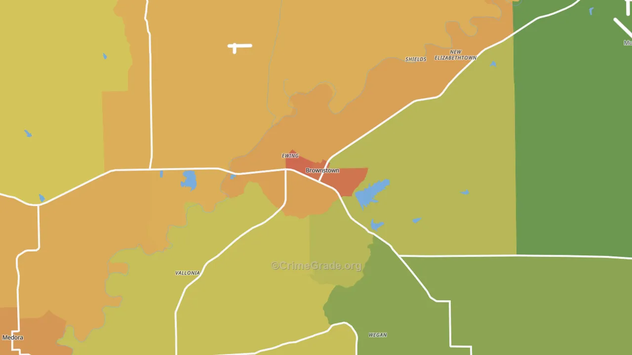 Brownstown, IN Map of Drug-Related Crime Rates