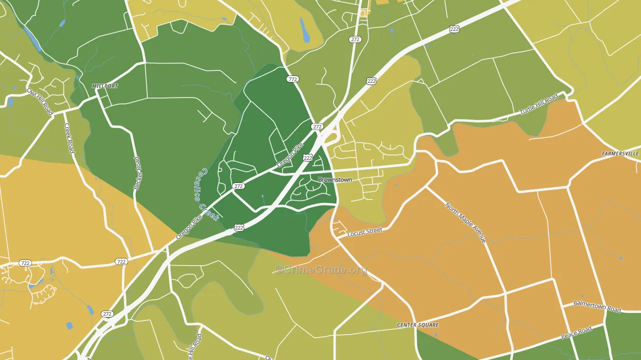 Brownstown, PA Map of Drug-Related Crime Rates