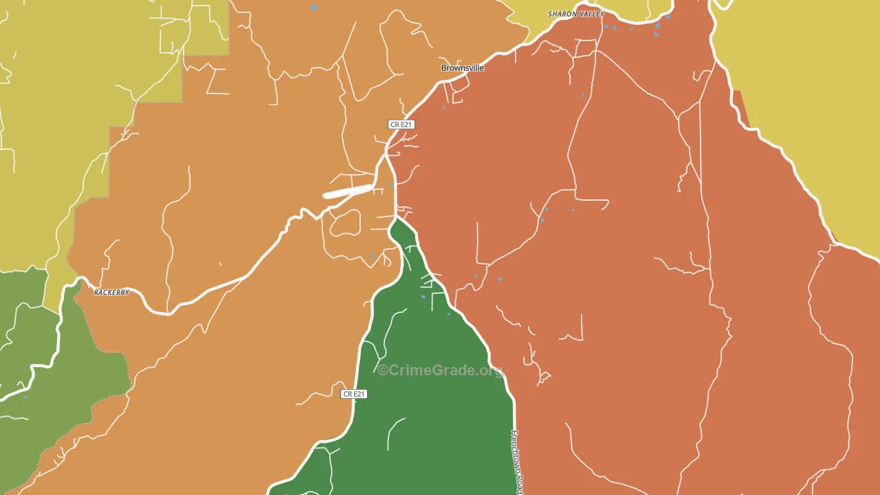 Brownsville, CA Map of Drug-Related Crime Rates