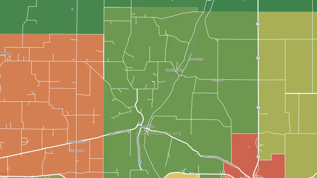 Brownsville, IN Map of Drug-Related Crime Rates
