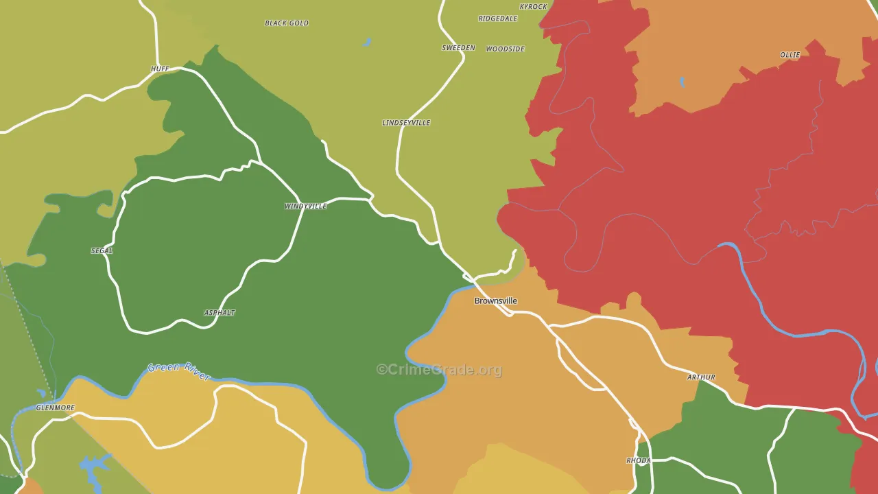 Brownsville, KY Map of Drug-Related Crime Rates