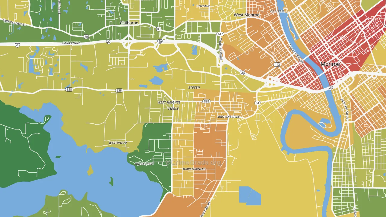Brownsville, LA Map of Drug-Related Crime Rates