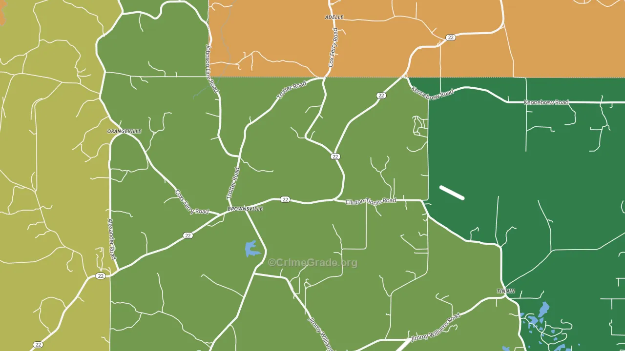 Brownsville, MS Map of Drug-Related Crime Rates