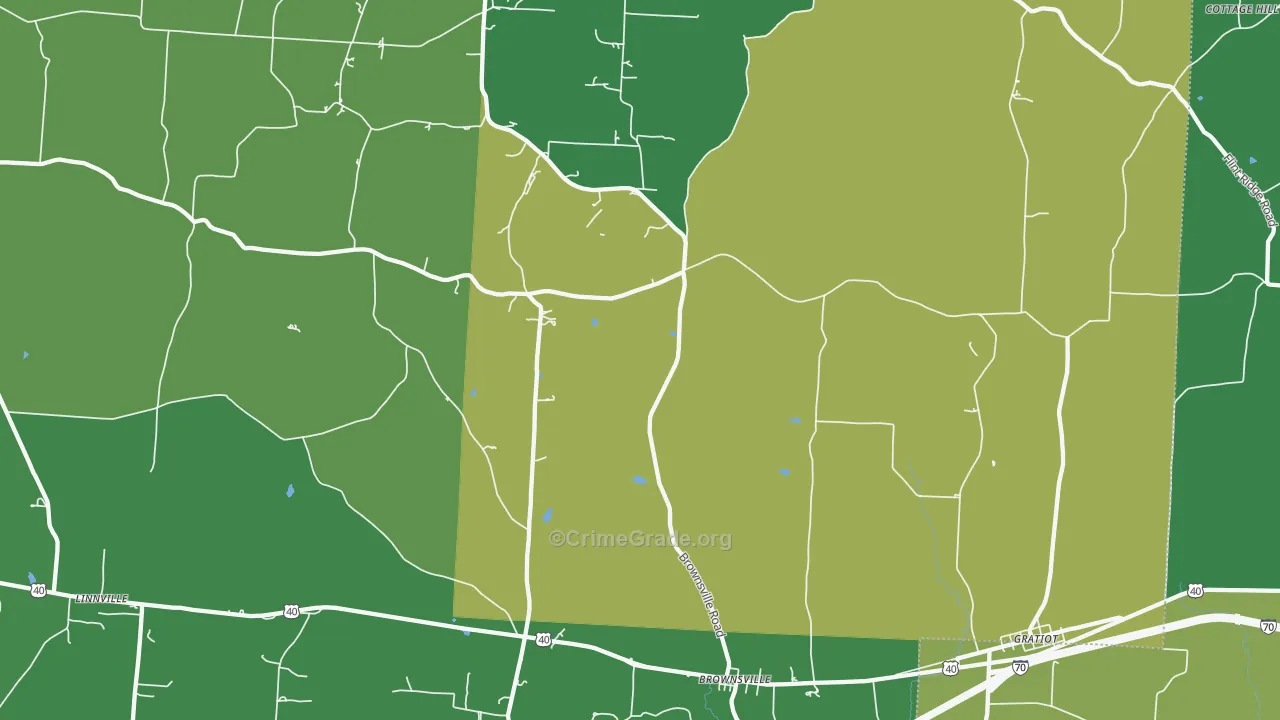 Brownsville, OH Map of Drug-Related Crime Rates