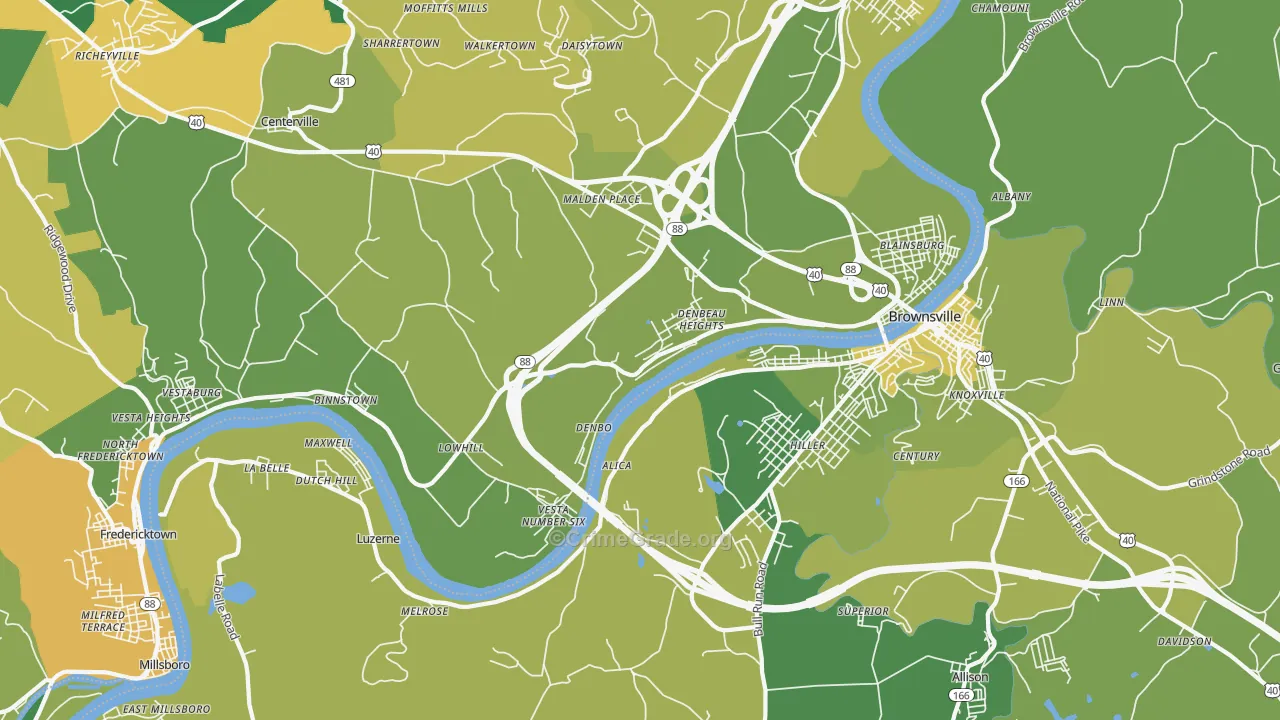 Brownsville, PA Map of Drug-Related Crime Rates