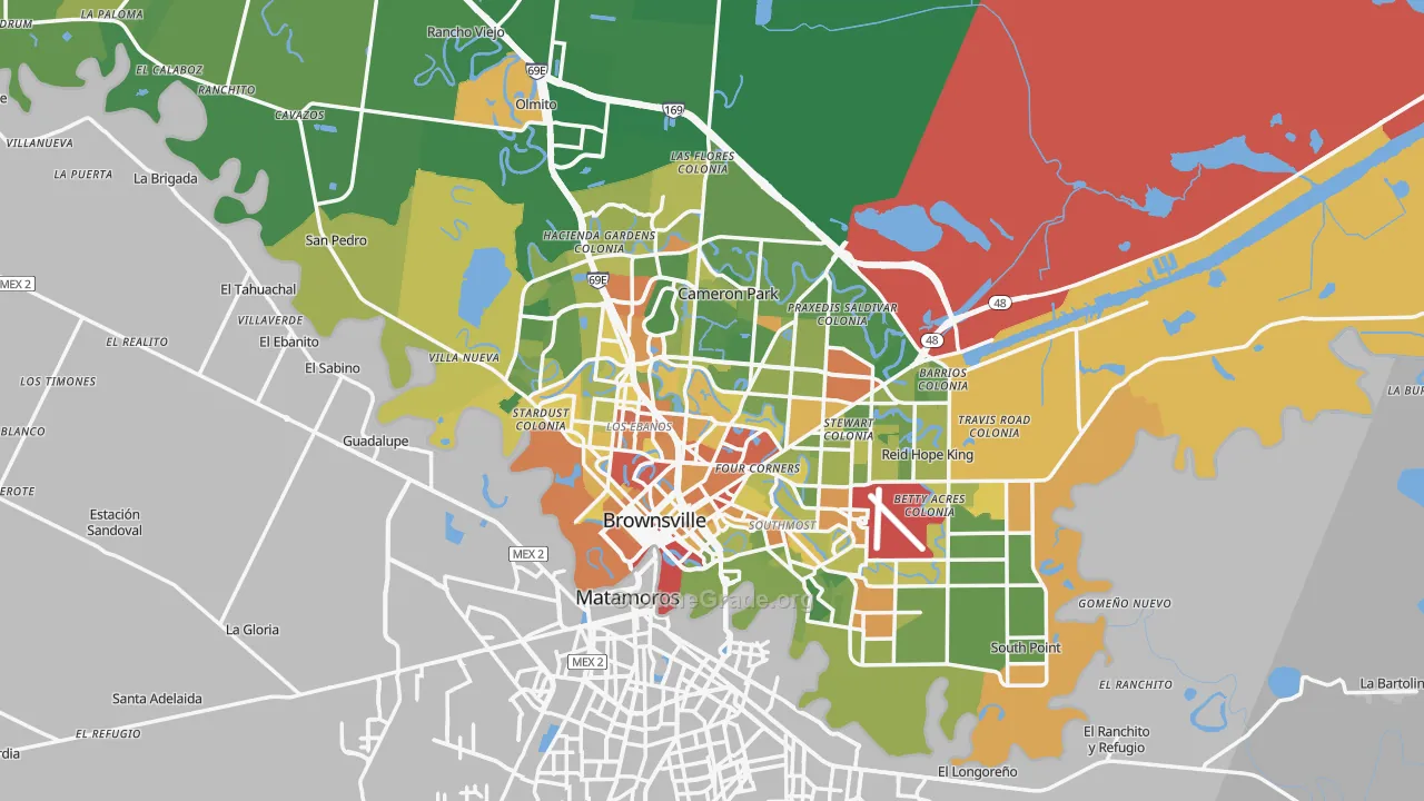Brownsville, TX Map of Drug-Related Crime Rates