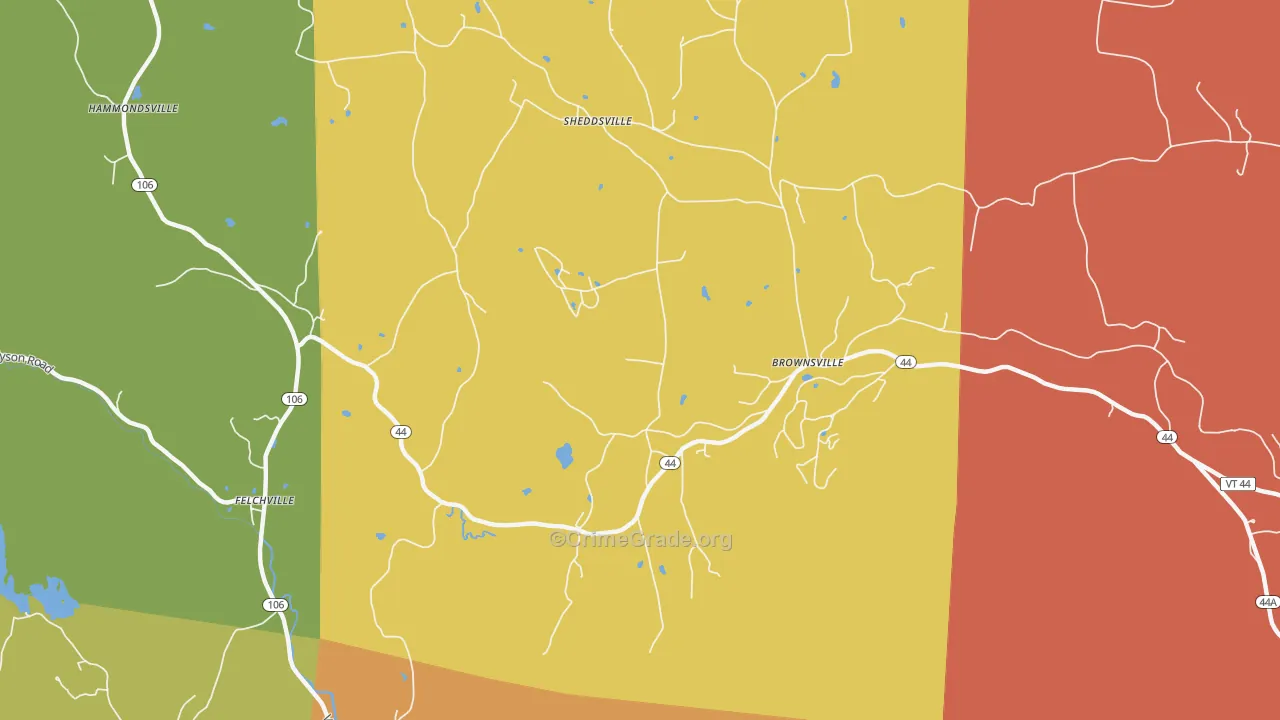 Brownsville, VT Map of Drug-Related Crime Rates