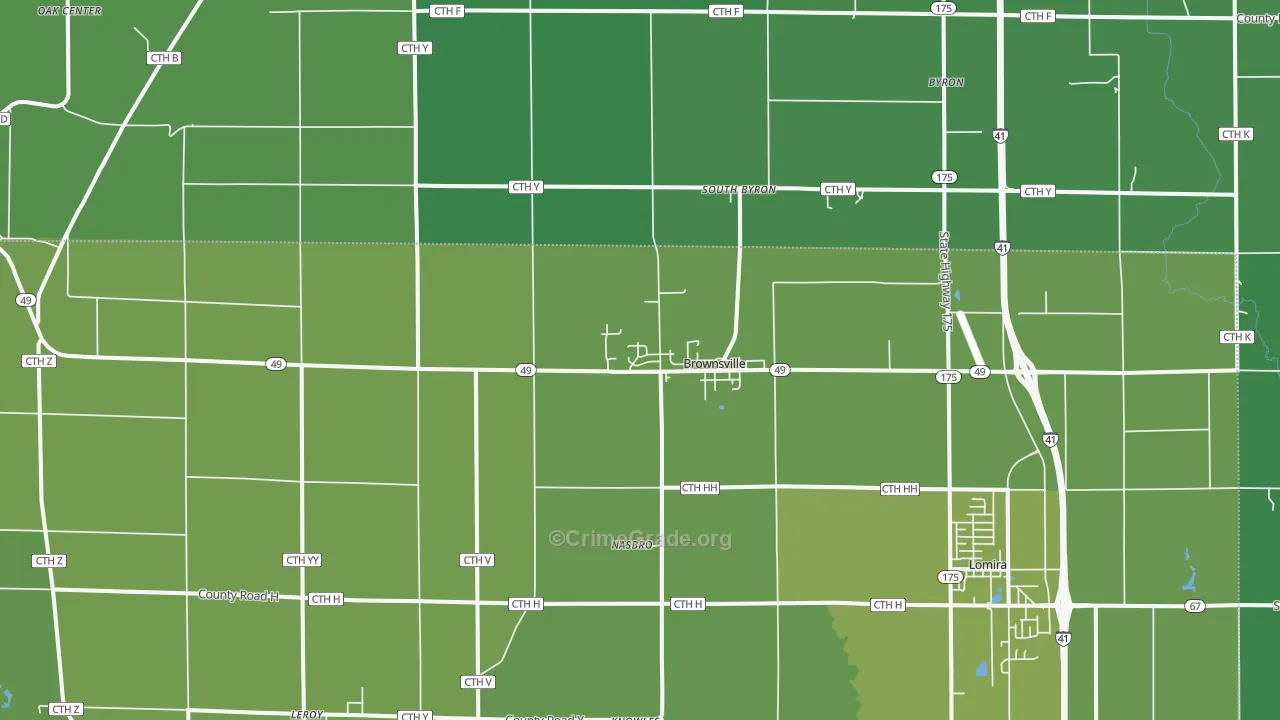 Brownsville, WI Map of Drug-Related Crime Rates