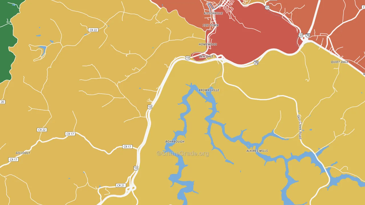 Brownsville, WV Map of Drug-Related Crime Rates
