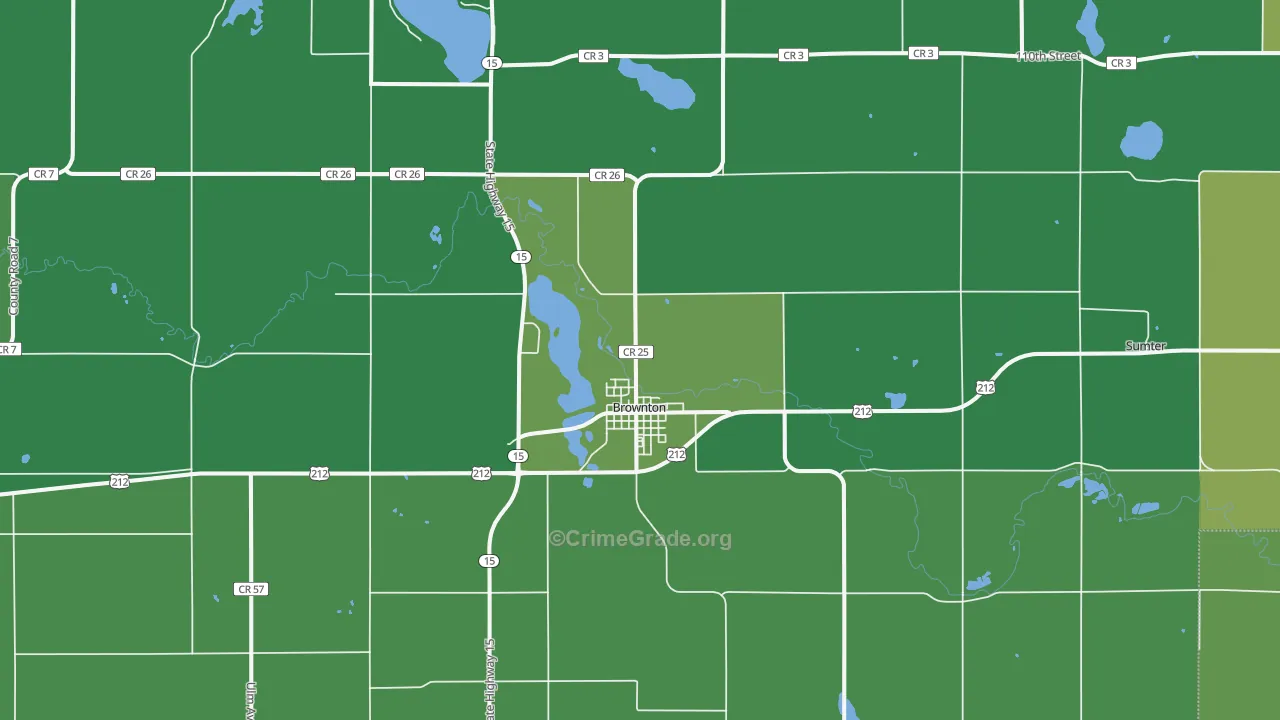 Brownton, MN Map of Drug-Related Crime Rates
