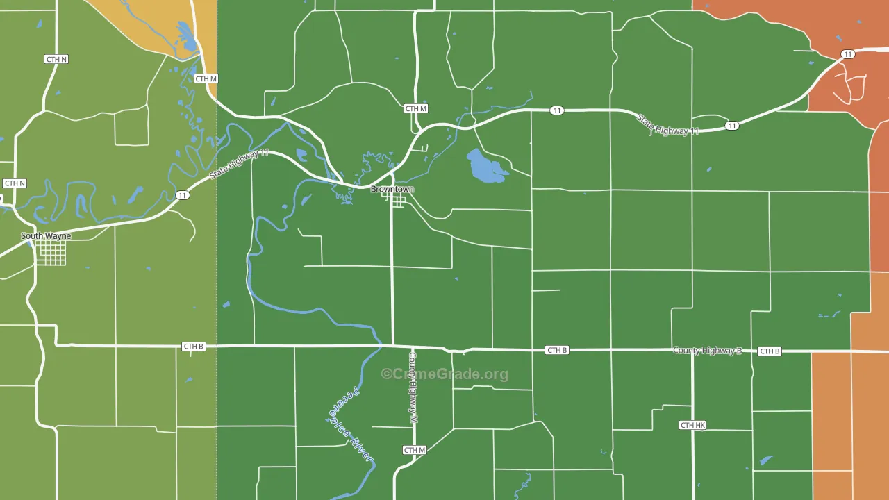 Browntown, WI Map of Drug-Related Crime Rates