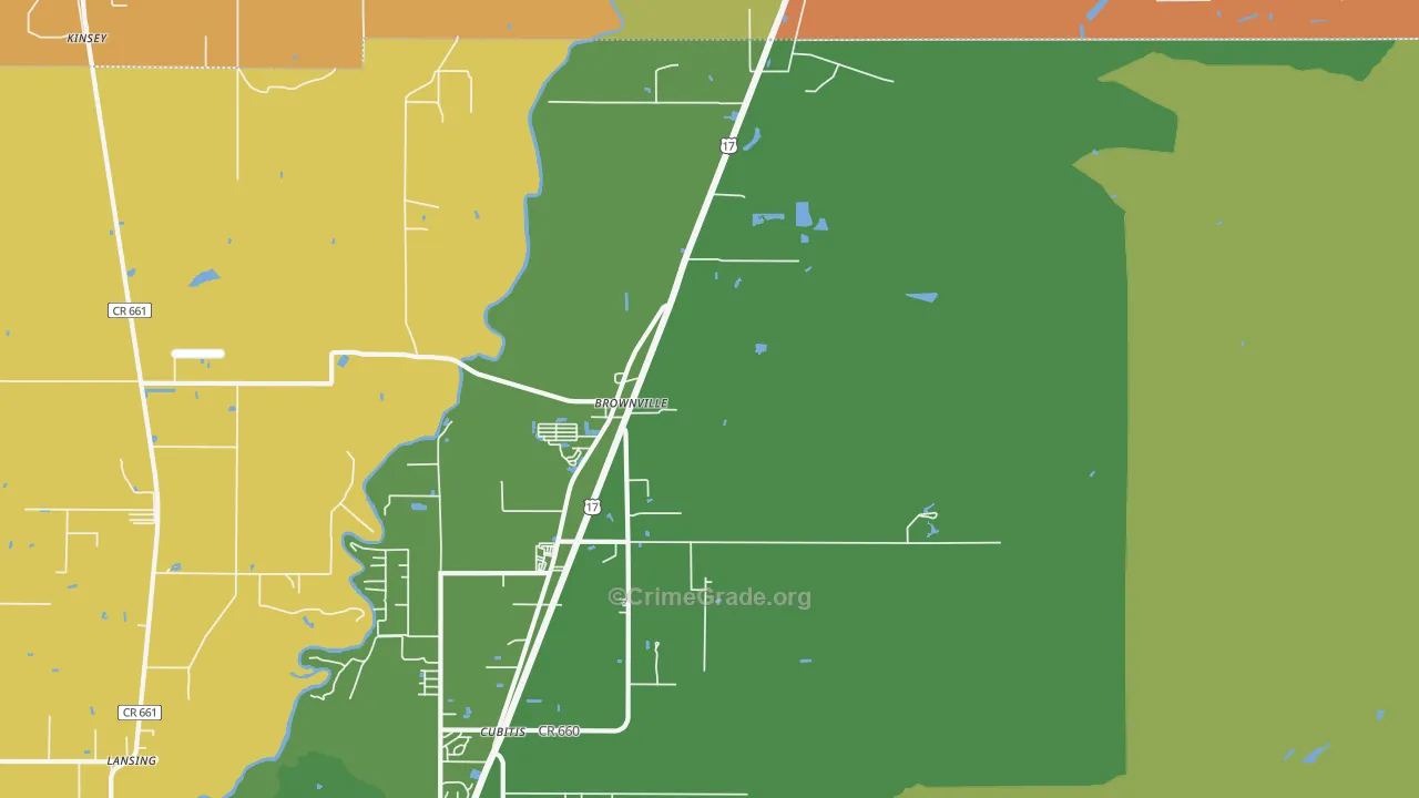 Brownville, FL Map of Drug-Related Crime Rates