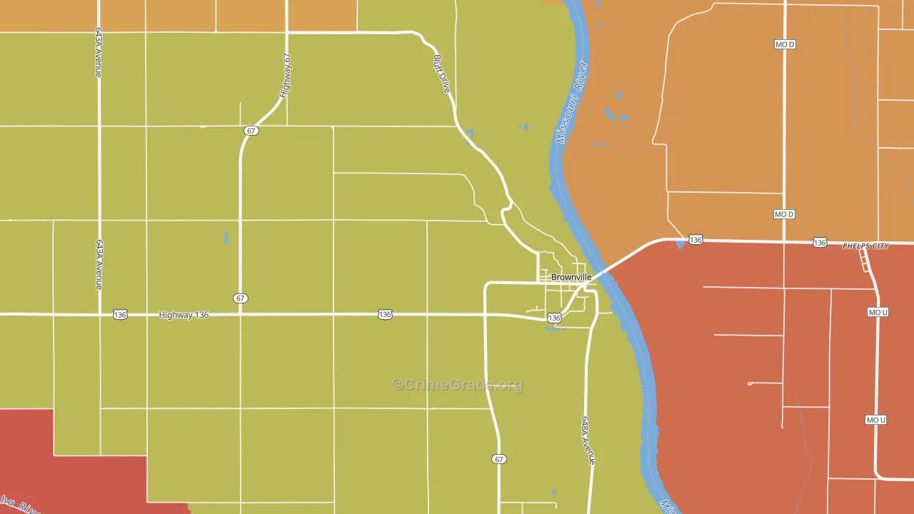 Brownville, NE Map of Drug-Related Crime Rates