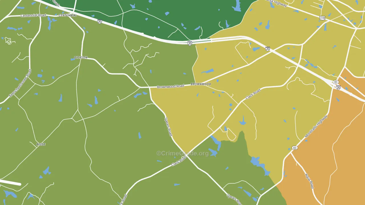 Brownwood, GA Map of Drug-Related Crime Rates