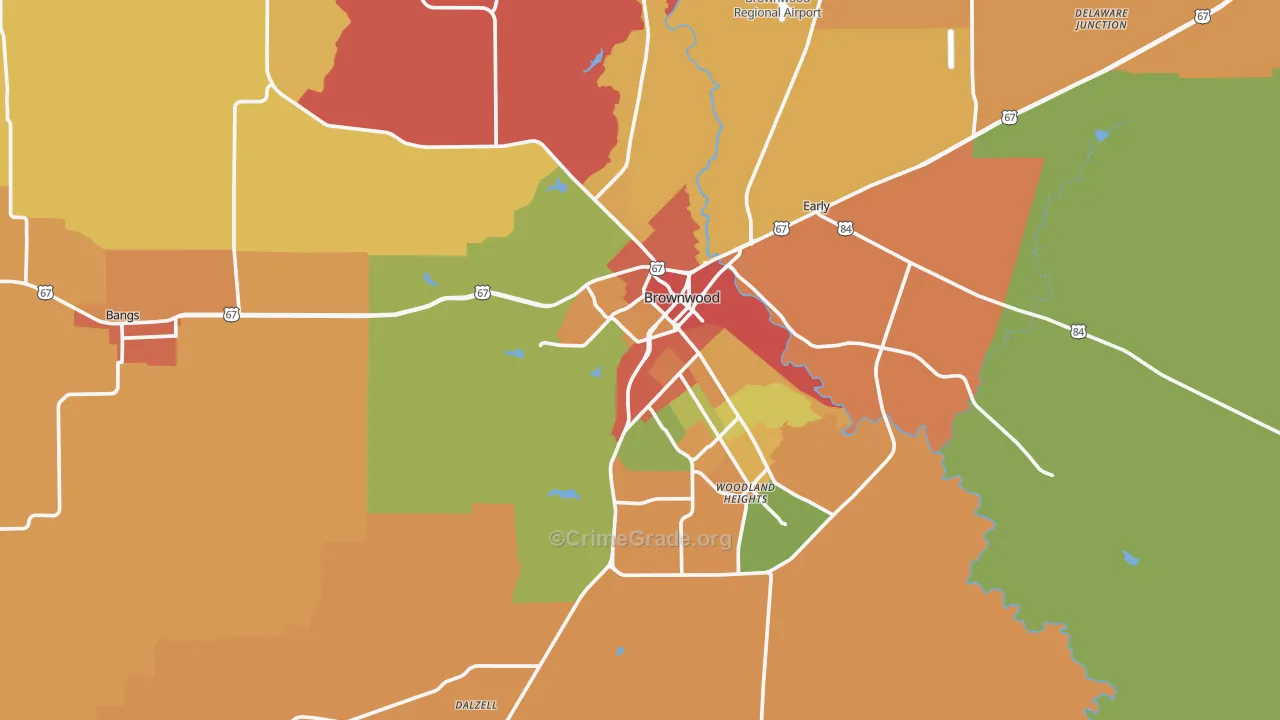 Brownwood, TX Map of Drug-Related Crime Rates