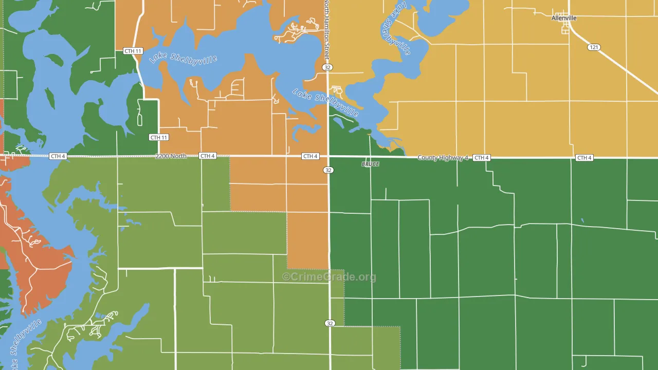 Bruce, IL Map of Drug-Related Crime Rates