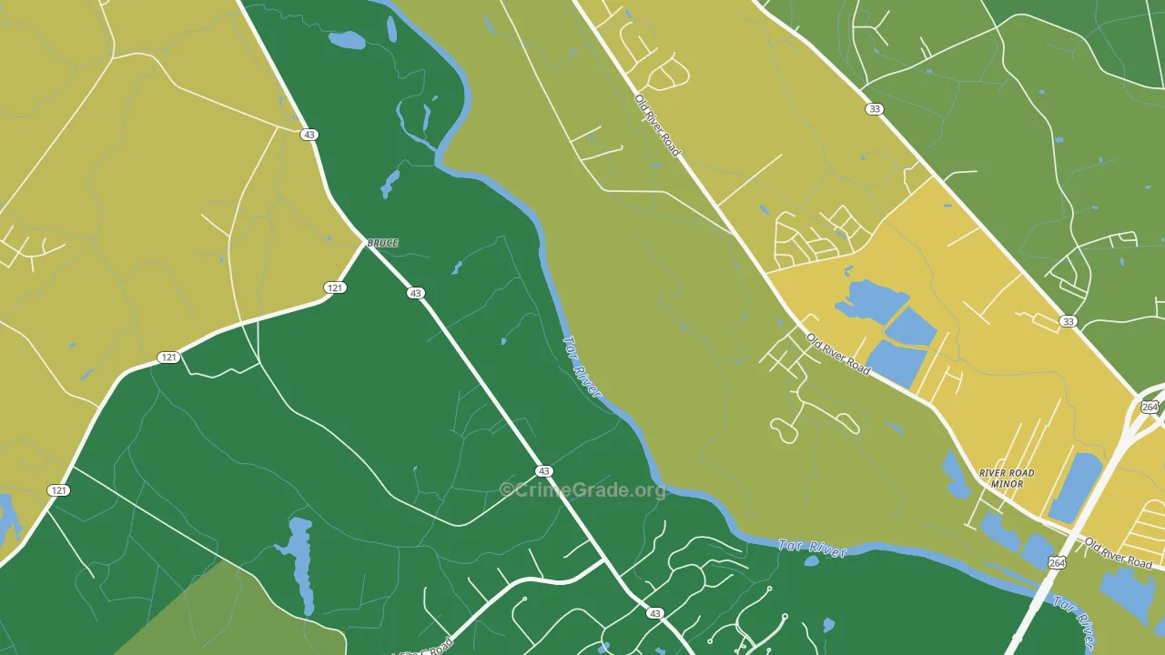 Bruce, NC Map of Drug-Related Crime Rates