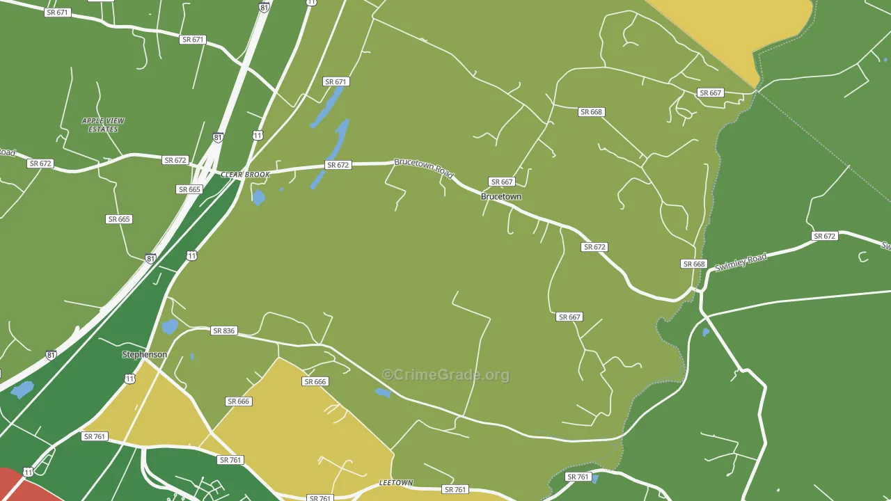 Brucetown, VA Map of Drug-Related Crime Rates