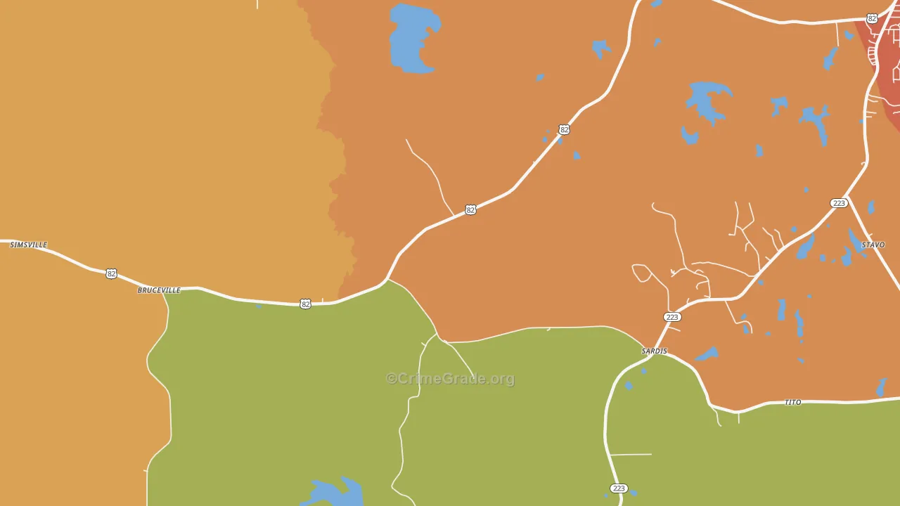Bruceville, AL Map of Drug-Related Crime Rates