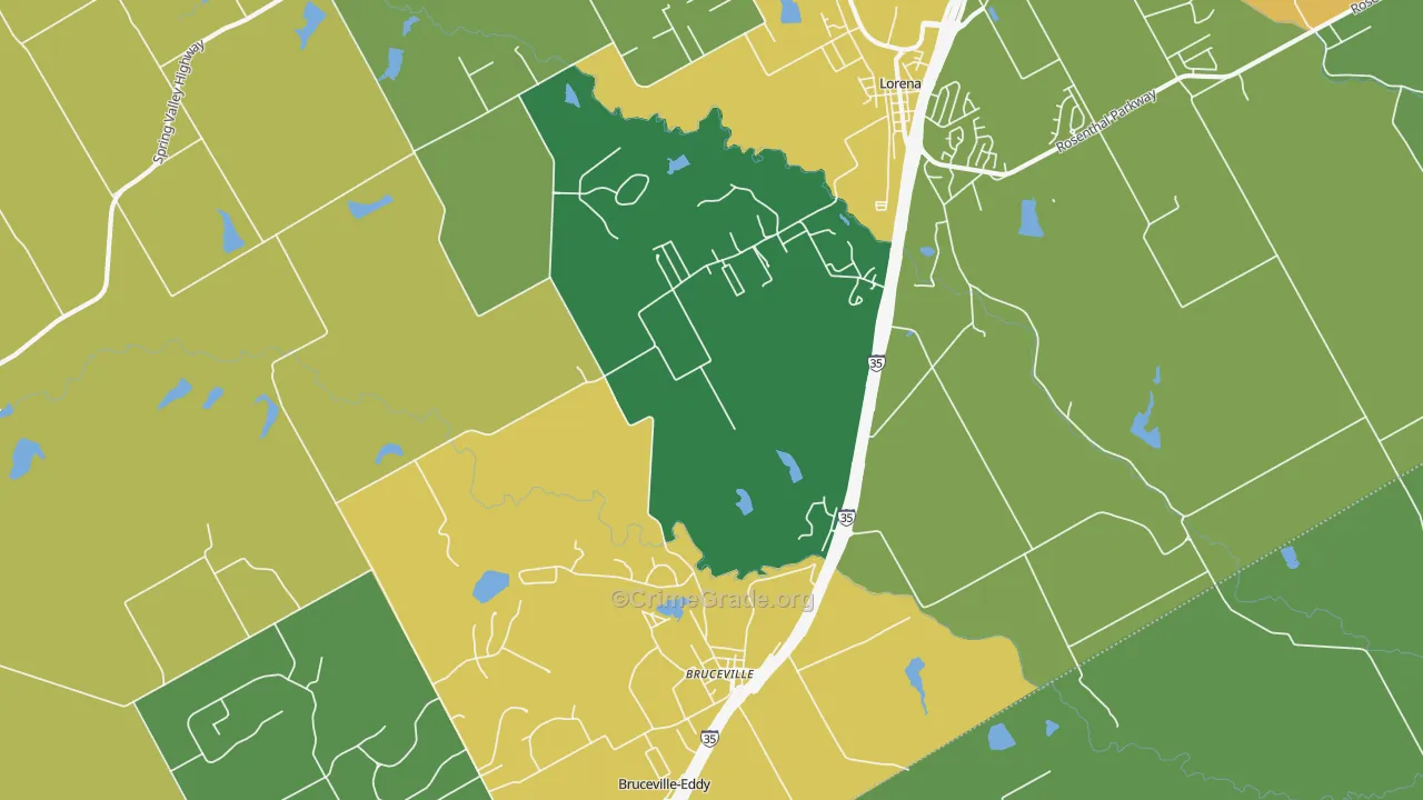 Bruceville, TX Map of Drug-Related Crime Rates