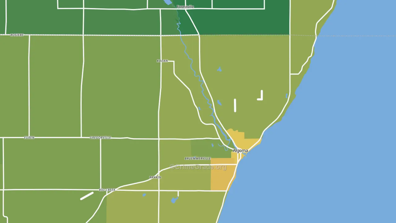 Bruemmerville, WI Map of Drug-Related Crime Rates