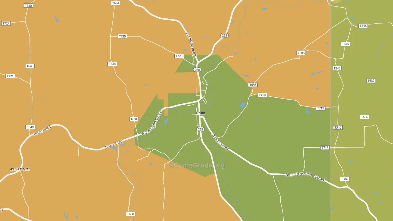 Bruin, PA Map of Drug-Related Crime Rates