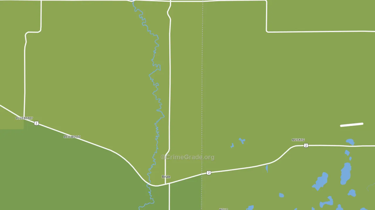 Brule, WI Map of Drug-Related Crime Rates