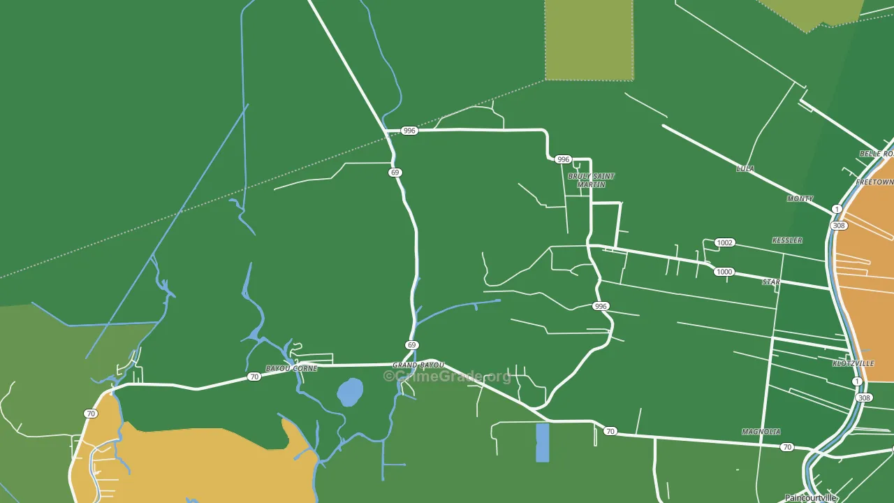 Bruly St. Martin, LA Map of Drug-Related Crime Rates