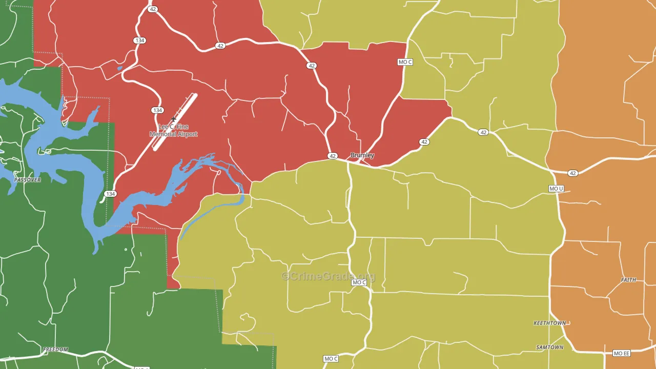 Brumley, MO Map of Drug-Related Crime Rates