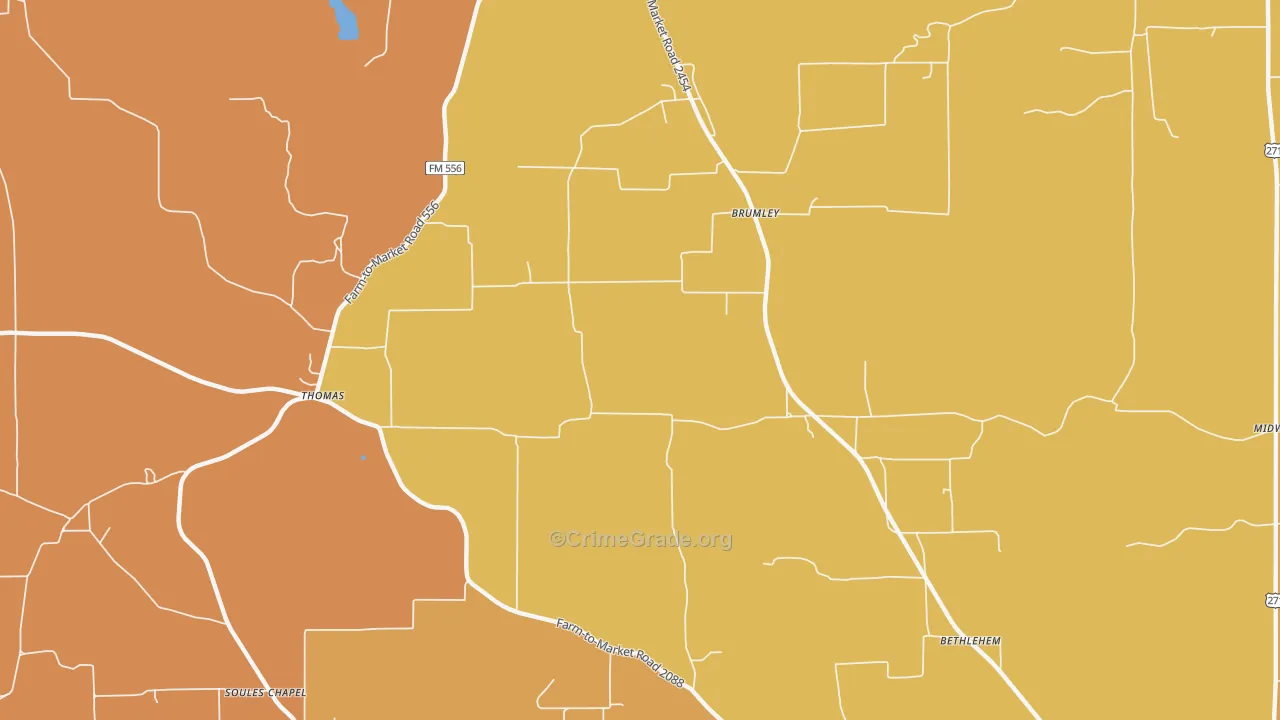 Brumley, TX Map of Drug-Related Crime Rates