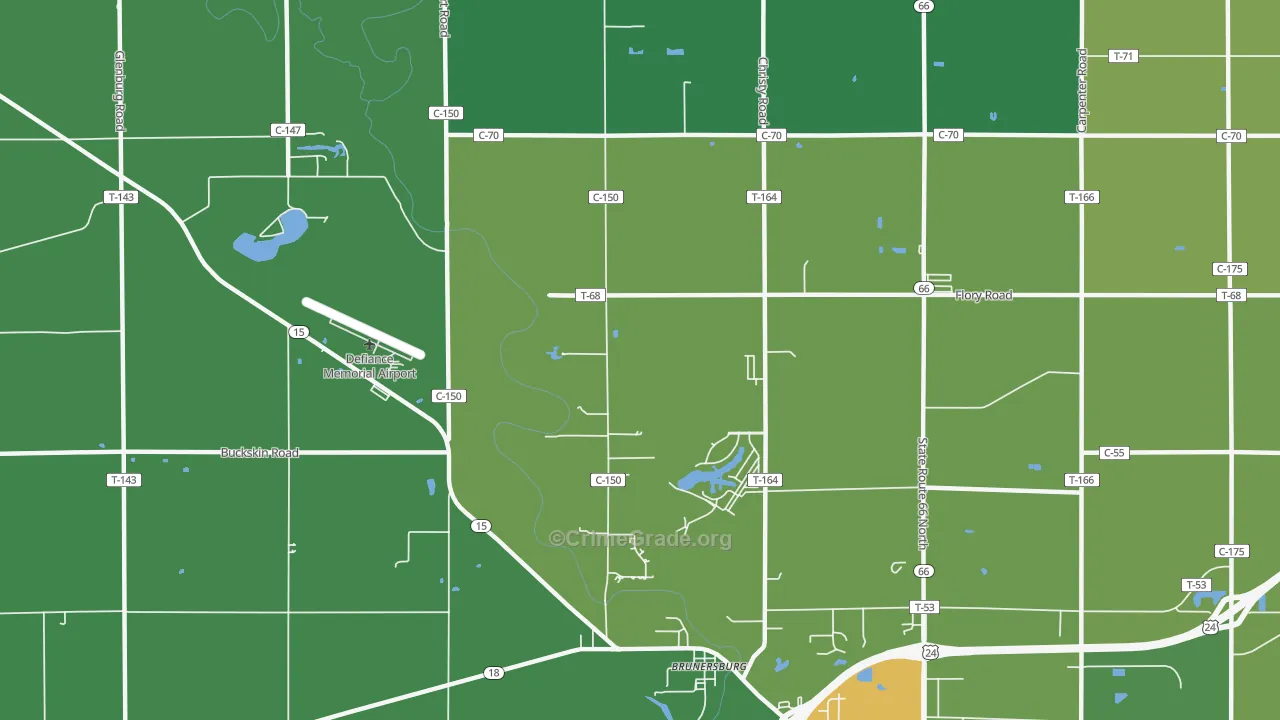 Brunersburg, OH Map of Drug-Related Crime Rates