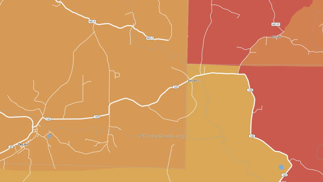 Brunot, MO Map of Drug-Related Crime Rates