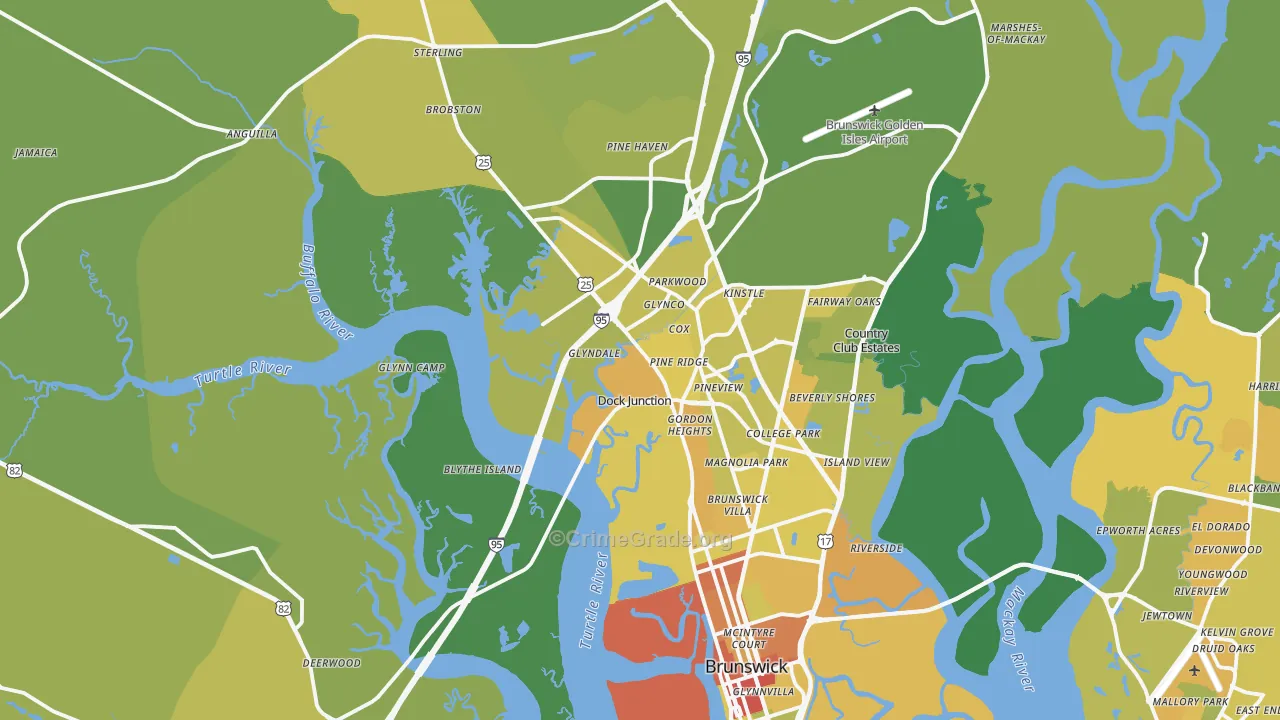 Brunswick, GA Map of Drug-Related Crime Rates
