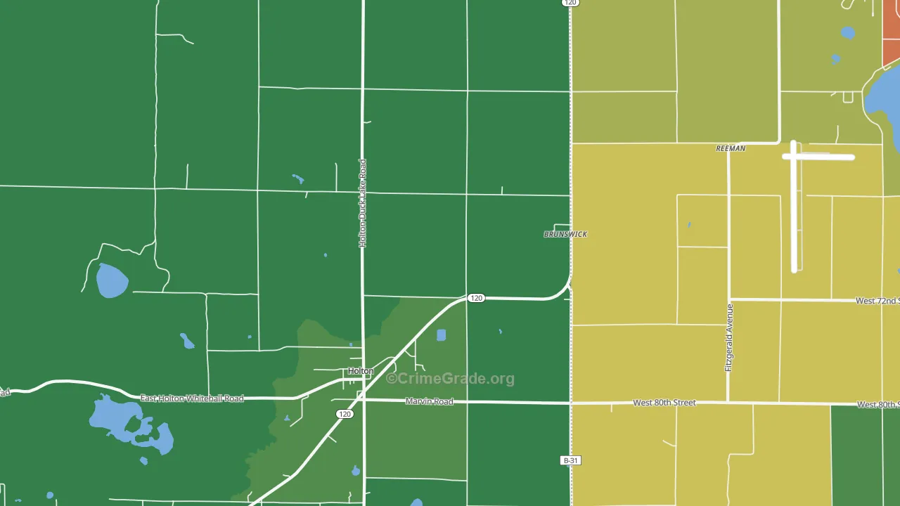 Brunswick, MI Map of Drug-Related Crime Rates