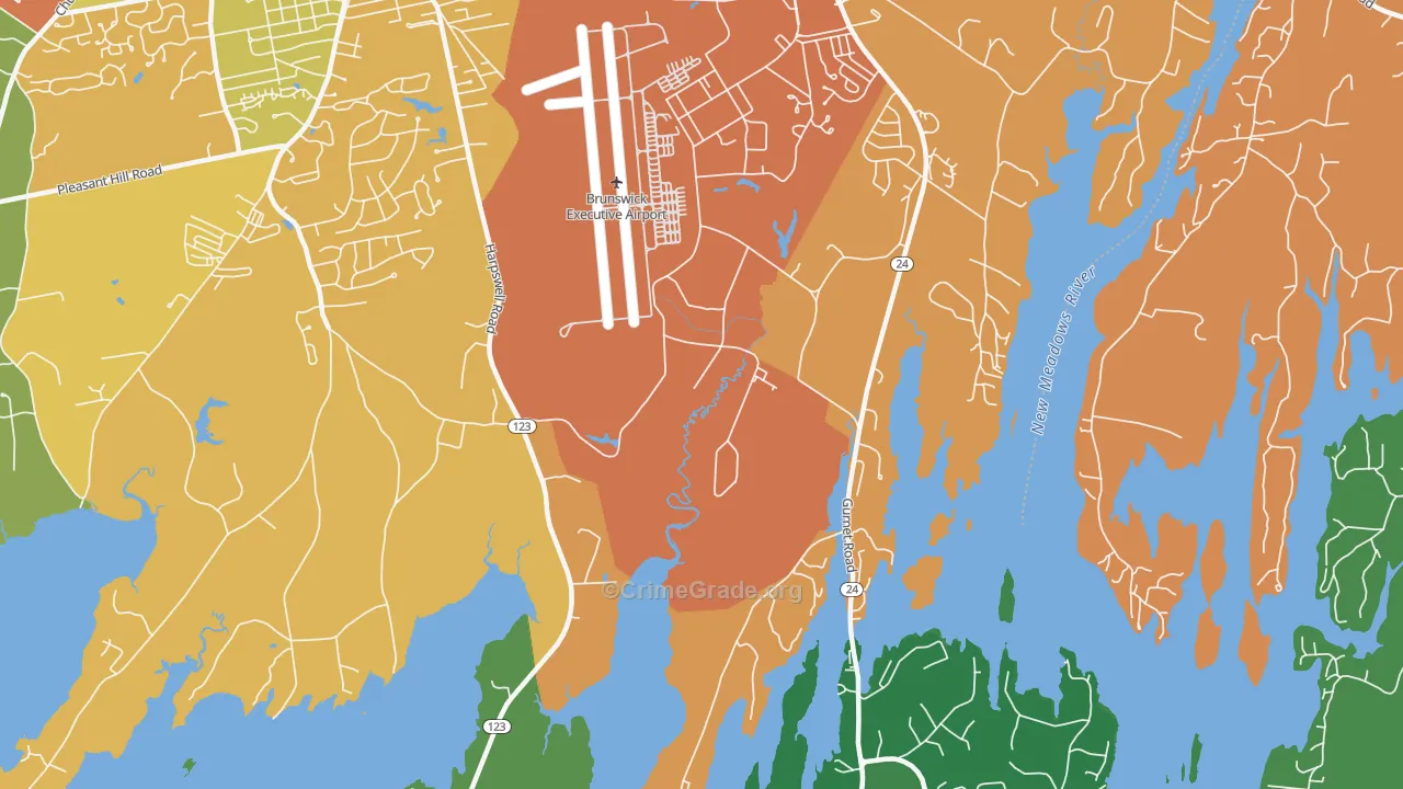 Brunswick Naval Air Station, ME Map of Drug-Related Crime Rates