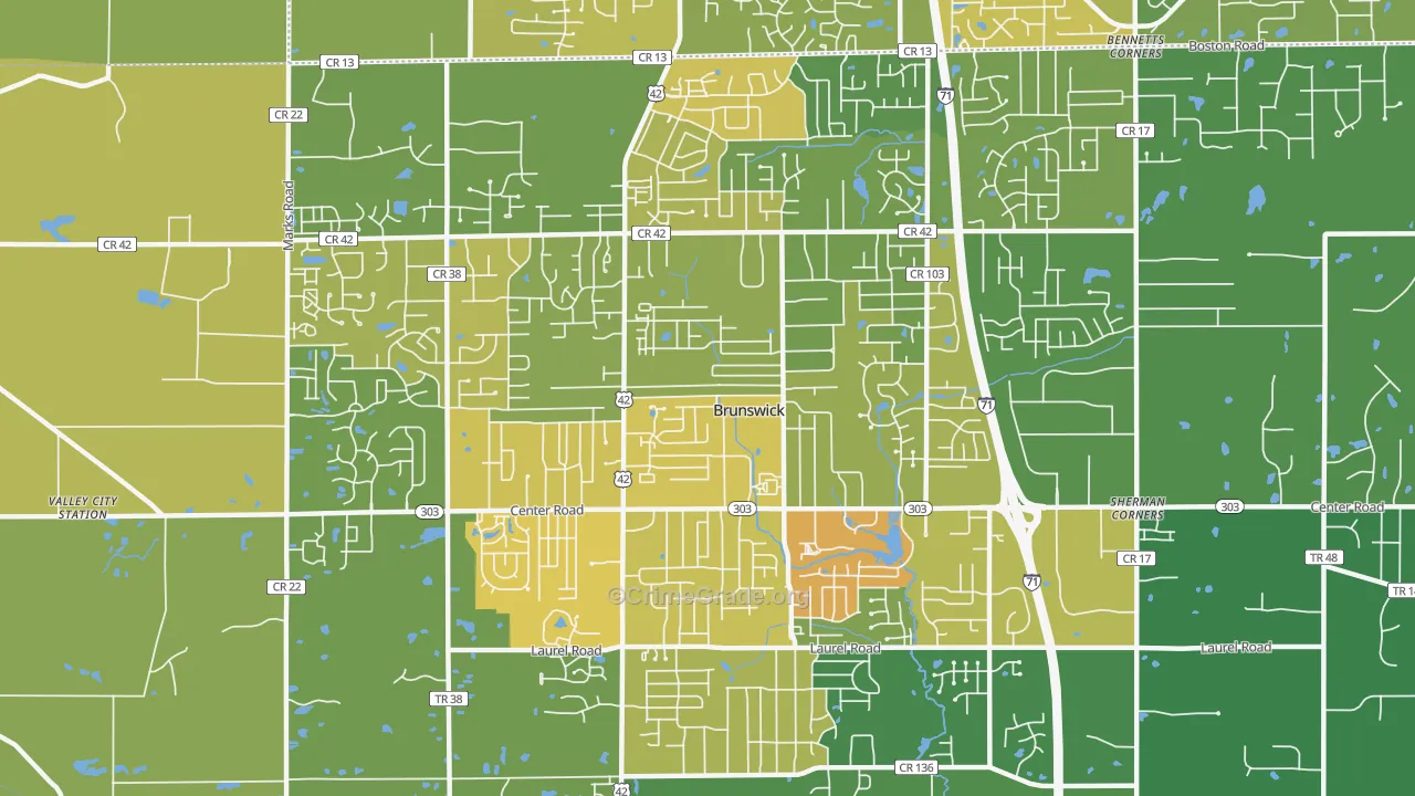 Brunswick, OH Map of Drug-Related Crime Rates